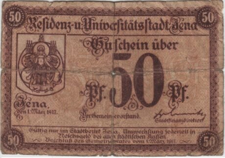 Аверс банкноты 50 fenigów (Niemcy) 1917