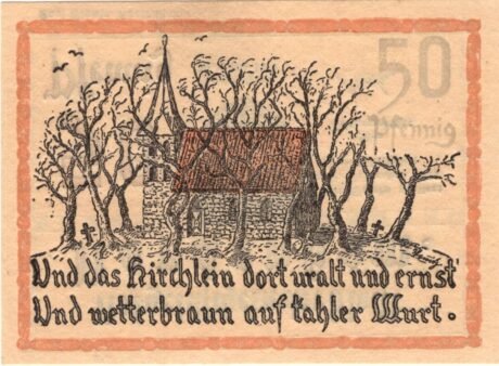 Реверс банкноты 50 fenigów (Niemcy) 1921