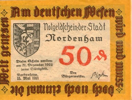 Аверс банкноты 50 fenigów (Niemcy) 1921