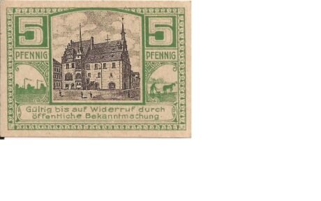 Реверс банкноты 5 fenigów (Niemcy) 1920