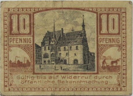 Реверс банкноты 10 fenigów (Niemcy) 1920