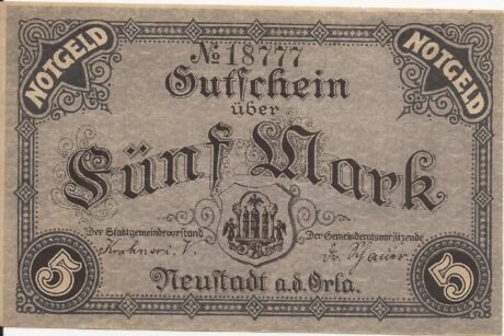 Аверс банкноты 5 marek (Niemcy) 1918