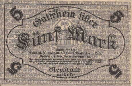 Реверс банкноты 5 marek (Niemcy) 1918