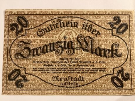 Реверс банкноты 20 марок (Германия) 1918 года