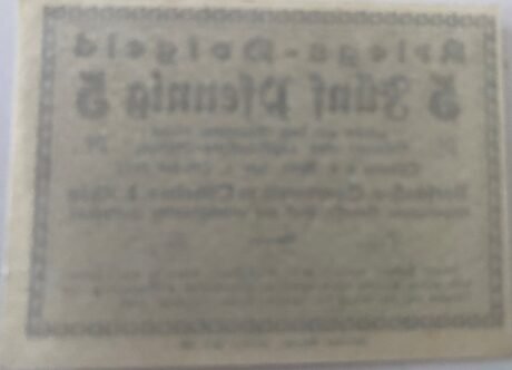 Реверс банкноты 5 fenigów Vorschuß- und Sparverein (Niemcy) 1917