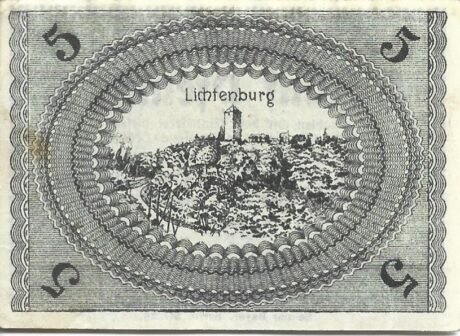 Реверс банкноты 5 fenigów Vorschuß- und Sparverein (Niemcy) 1918