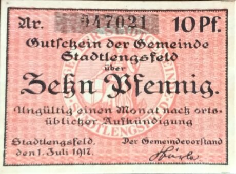 Аверс банкноты 10 пфеннигов (Германия) 1917 года