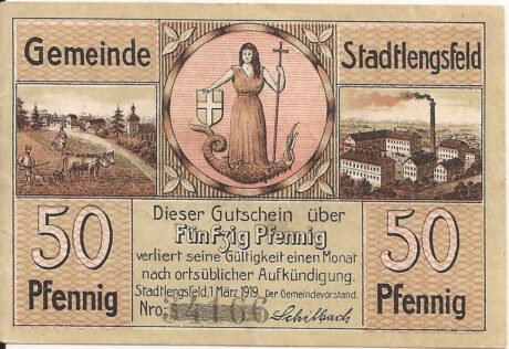 Аверс банкноты 50 fenigów (Niemcy) 1919