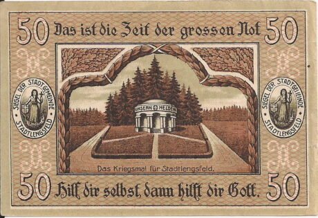 Реверс банкноты 50 fenigów (Niemcy) 1919