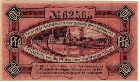 Реверс банкноты 10 fenigów (Niemcy) 1918