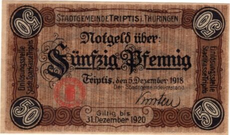 Аверс банкноты 50 fenigów (Niemcy) 1918