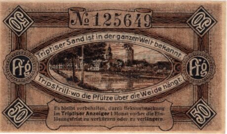 Реверс банкноты 50 fenigów (Niemcy) 1918