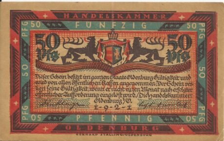 Аверс банкноты 50 fenigów Handelskammer (Niemcy) 1921