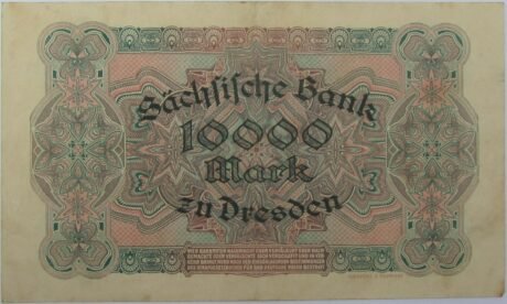 Реверс банкноты 10000 marek Banku Saksońskiego (Niemcy) z 1923 r.