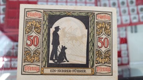 Реверс банкноты 50 fenigów niemieckiego Sanitätshunde (Niemcy) 1921