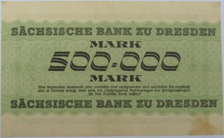 Реверс банкноты 500000 marek Banku Saksońskiego (Niemcy) z 1923 r.
