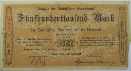 Аверс банкноты 500000 марок Sächsische Staatsbank (Германия) 1923 года