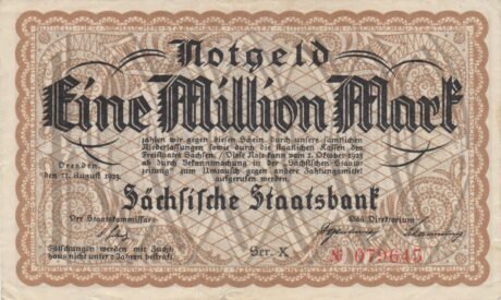 Аверс банкноты 1000000 марок Sächsische Staatsbank (Германия) 1923 года