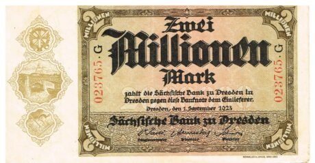 Аверс банкноты 2000000 марок Sächsische Bank (Германия) 1923 года