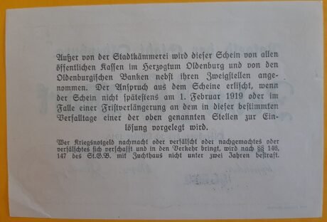 Реверс банкноты 10 marek (Niemcy) 1918