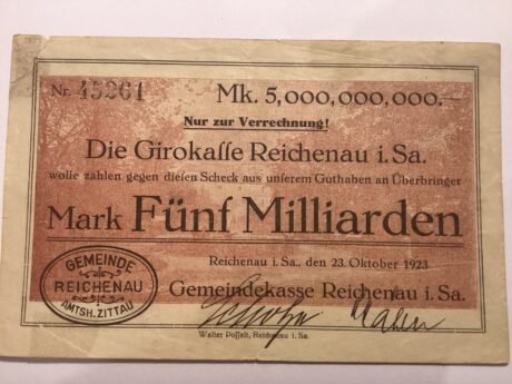 Аверс банкноты 5000000000 марок (Германия) 1923 года