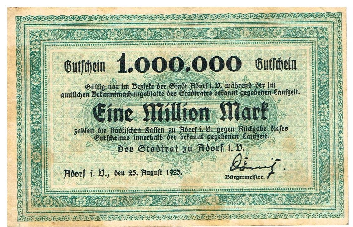 Аверс банкноты 1000000 марок (Германия) 1923 года