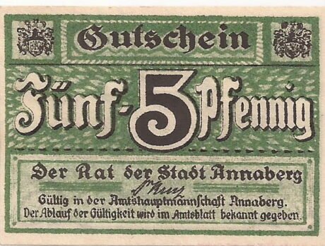 Аверс банкноты 5 fenigów (Niemcy) 1920