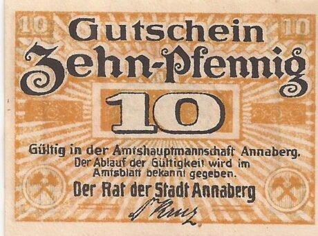 Аверс банкноты 10 fenigów (Niemcy) 1920