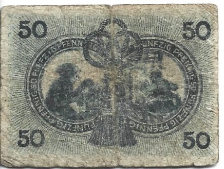 Реверс банкноты 50 пфеннигов (Германия)