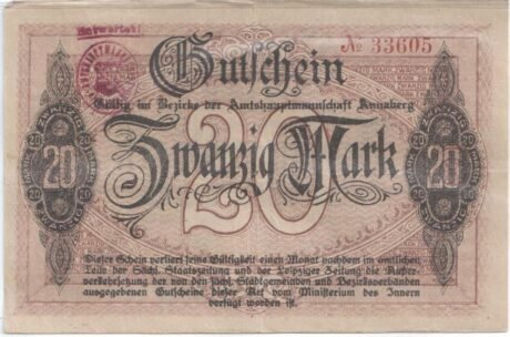 Реверс банкноты 20 marek (Niemcy) 1918