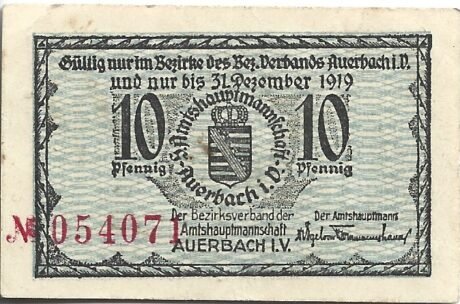 Аверс банкноты 10 fenigów (Niemcy)