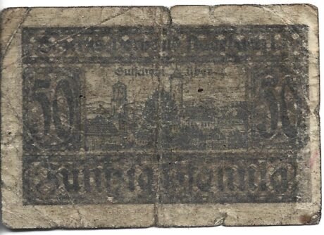 Реверс банкноты 50 пфеннигов (Германия)