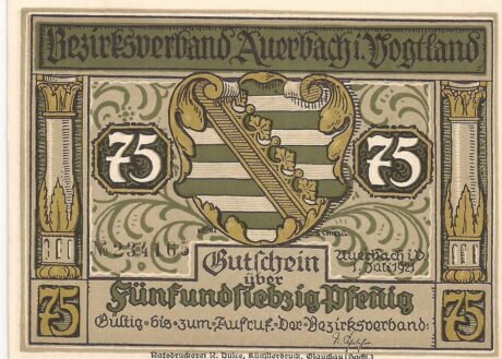 Аверс банкноты 75 пфеннигов (Германия) 1921 года