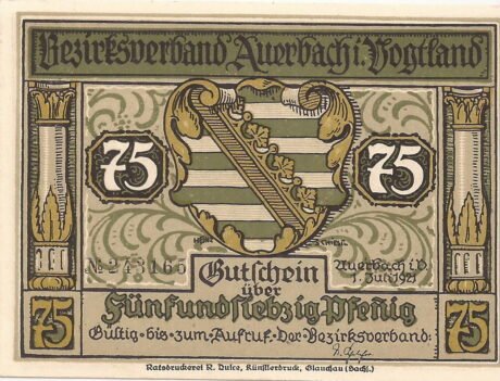 Аверс банкноты 75 пфеннигов (Германия) 1921 года