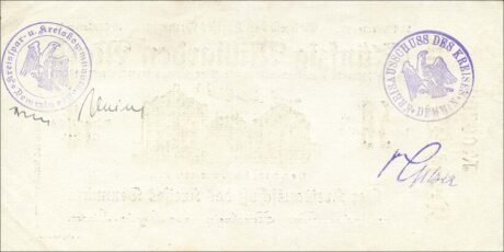 Реверс банкноты 50000000000 marek Kreis Demmin (Niemcy) 1923