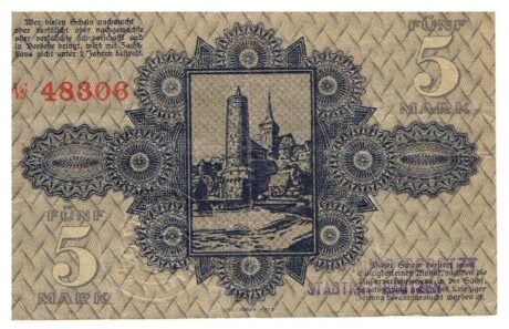 Реверс банкноты 5 marek (Niemcy) 1918