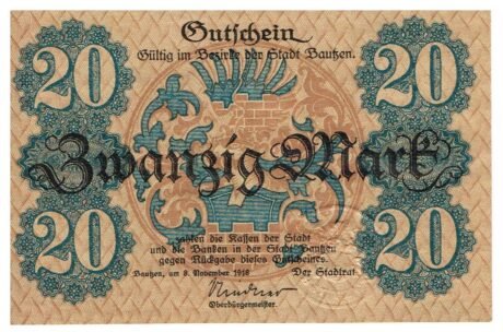 Аверс банкноты 20 marek (Niemcy) 1918