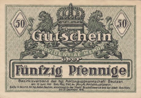 Аверс банкноты 50 fenigów (Niemcy) 1917