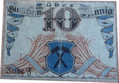 Реверс банкноты 10 fenigów (Niemcy) 1919