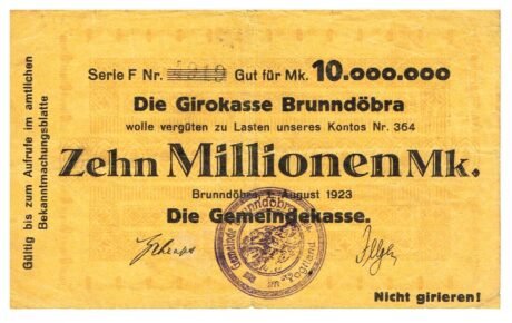 Аверс банкноты 10000000 марок (Германия) 1923 года