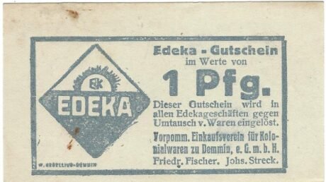 Аверс банкноты 1 пфеннигов EDEKA (Германия)