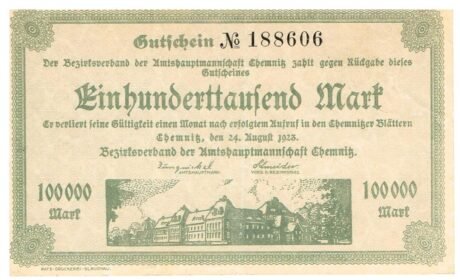 Аверс банкноты 100000 marek (Niemcy) 1923