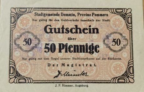 Аверс банкноты 50 fenigów (Niemcy) 1921