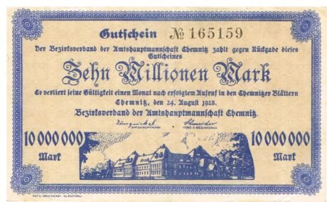 Аверс банкноты 10000000 marek (Niemcy) 1923