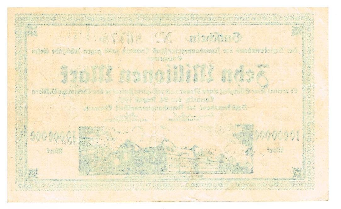 Реверс банкноты 10000000 марок (Германия) 1923 года