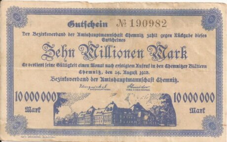 Аверс банкноты 10000000 marek (Niemcy) 1923