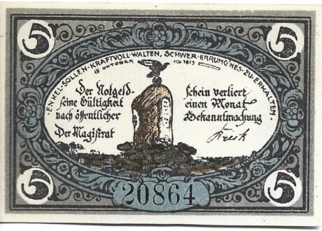 Аверс банкноты 5 fenigów (Niemcy) 1920