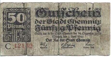 Аверс банкноты 50 fenigów (Niemcy) 1917