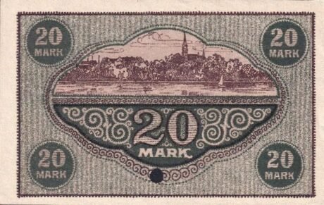 Реверс банкноты 20 znaków Finanz-Vereinigung Chemnitzer Industrieller (Niemcy) 1918