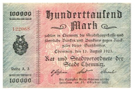 Аверс банкноты 100000 marek (Niemcy) 1923
